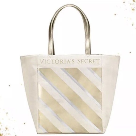 Victoria's Secret Metallic Striped Tote Bag - Picture 1 of 16